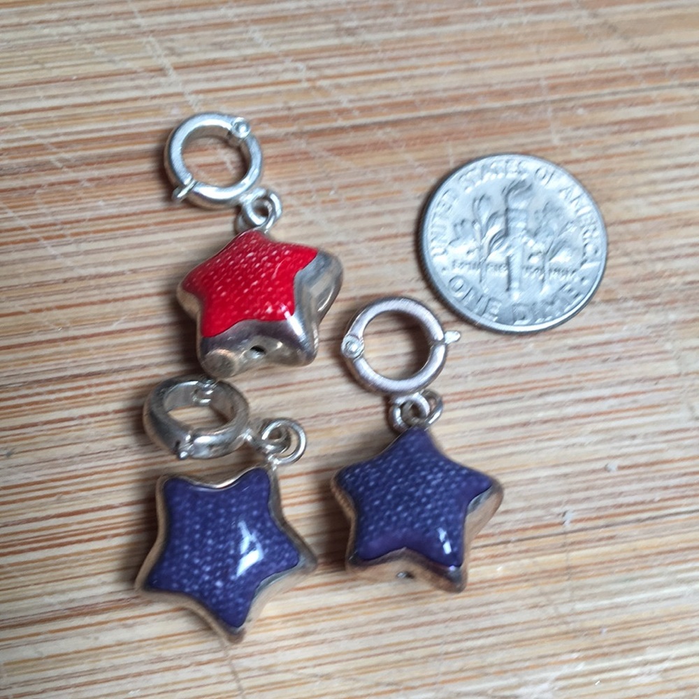 Sterling Denim Enameled Star Charms 3